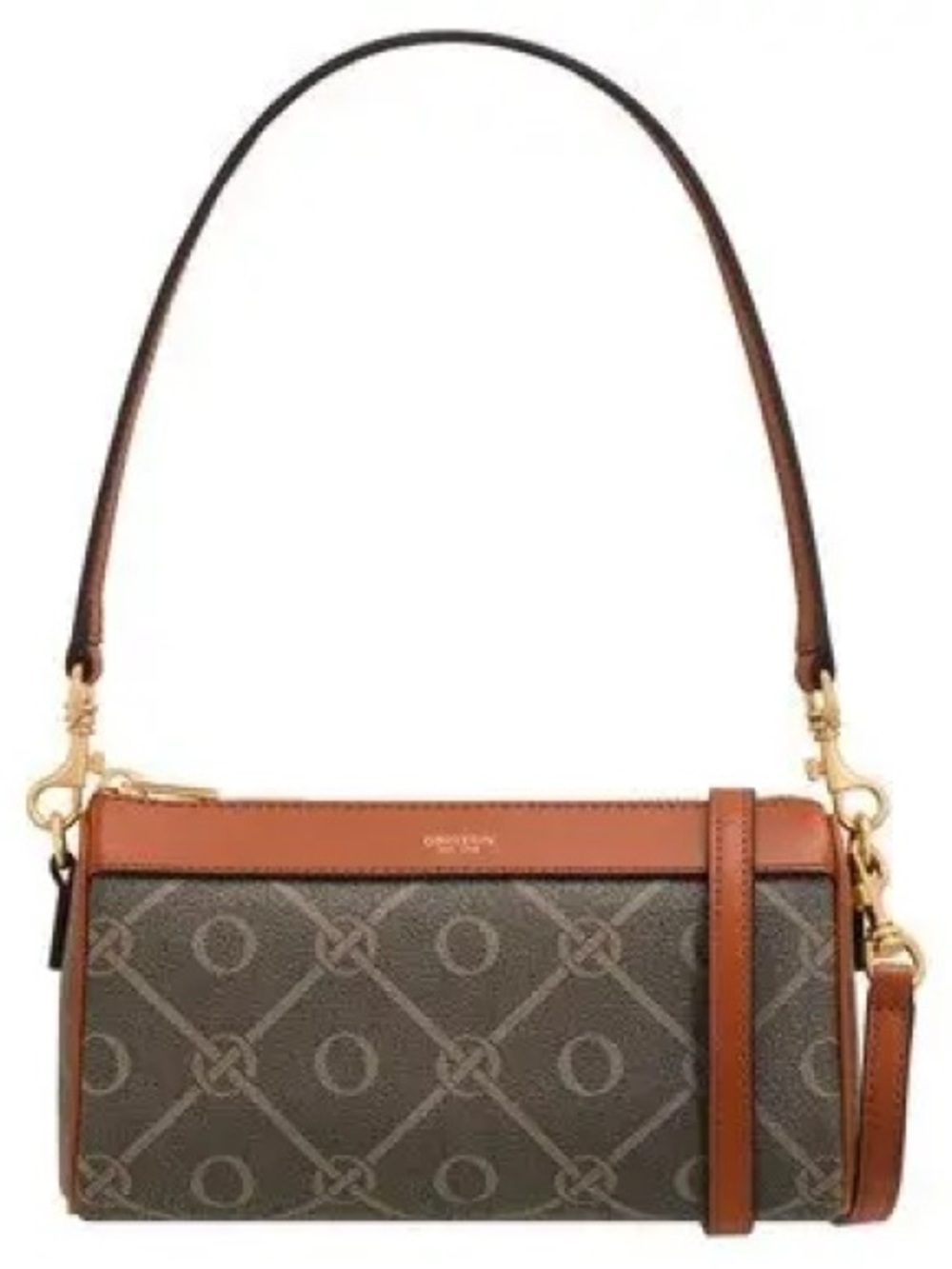 Oroton Harvey Monogram Baguette Bag with Tan Trim